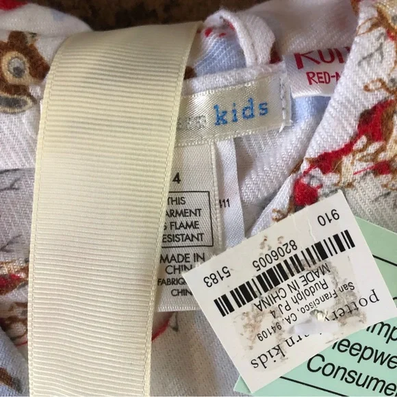 Pottery Barn Christmas pajamas Rudolph size 4 T NWT